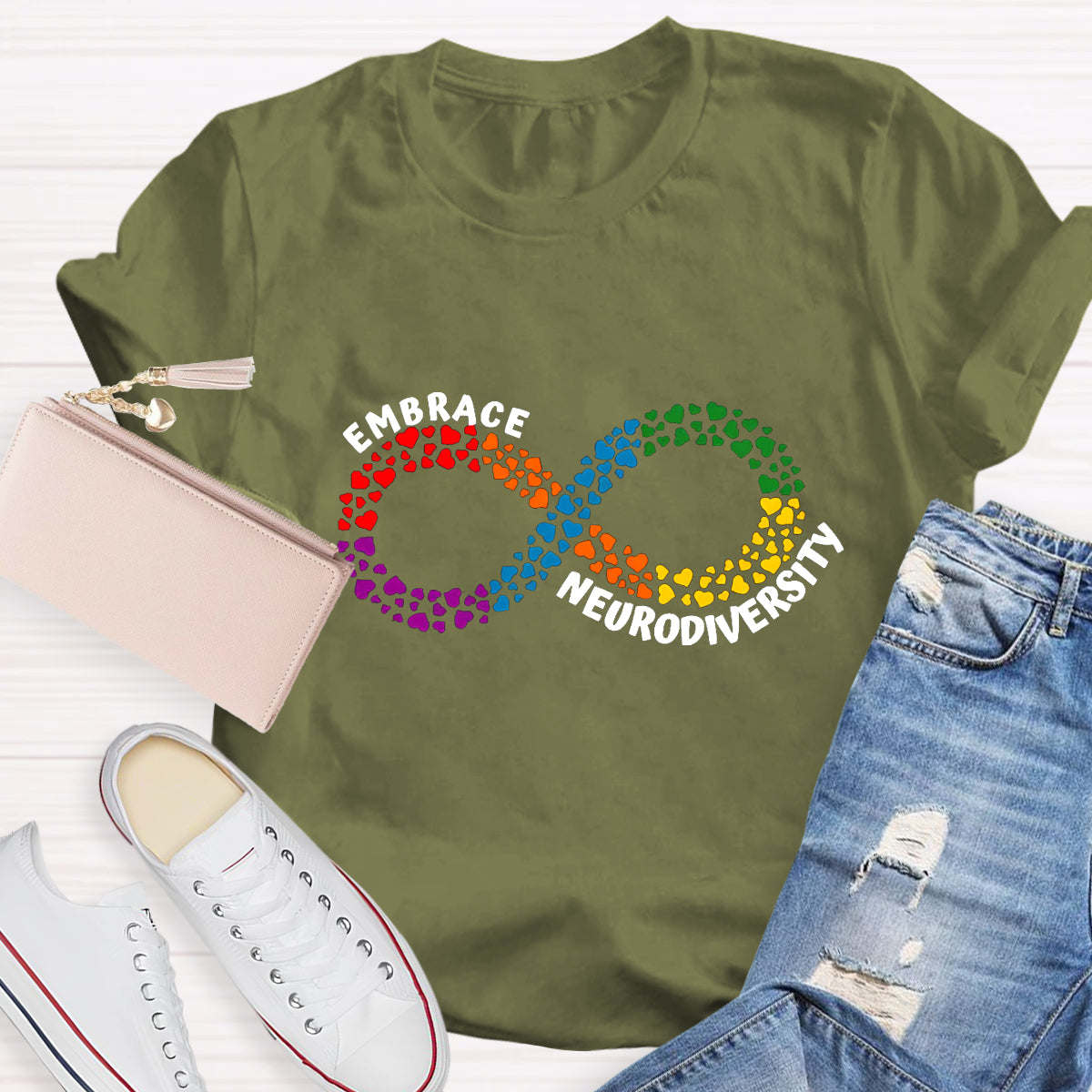 Embrace Neurodiversity Heart Infinity symbol T-Shirt