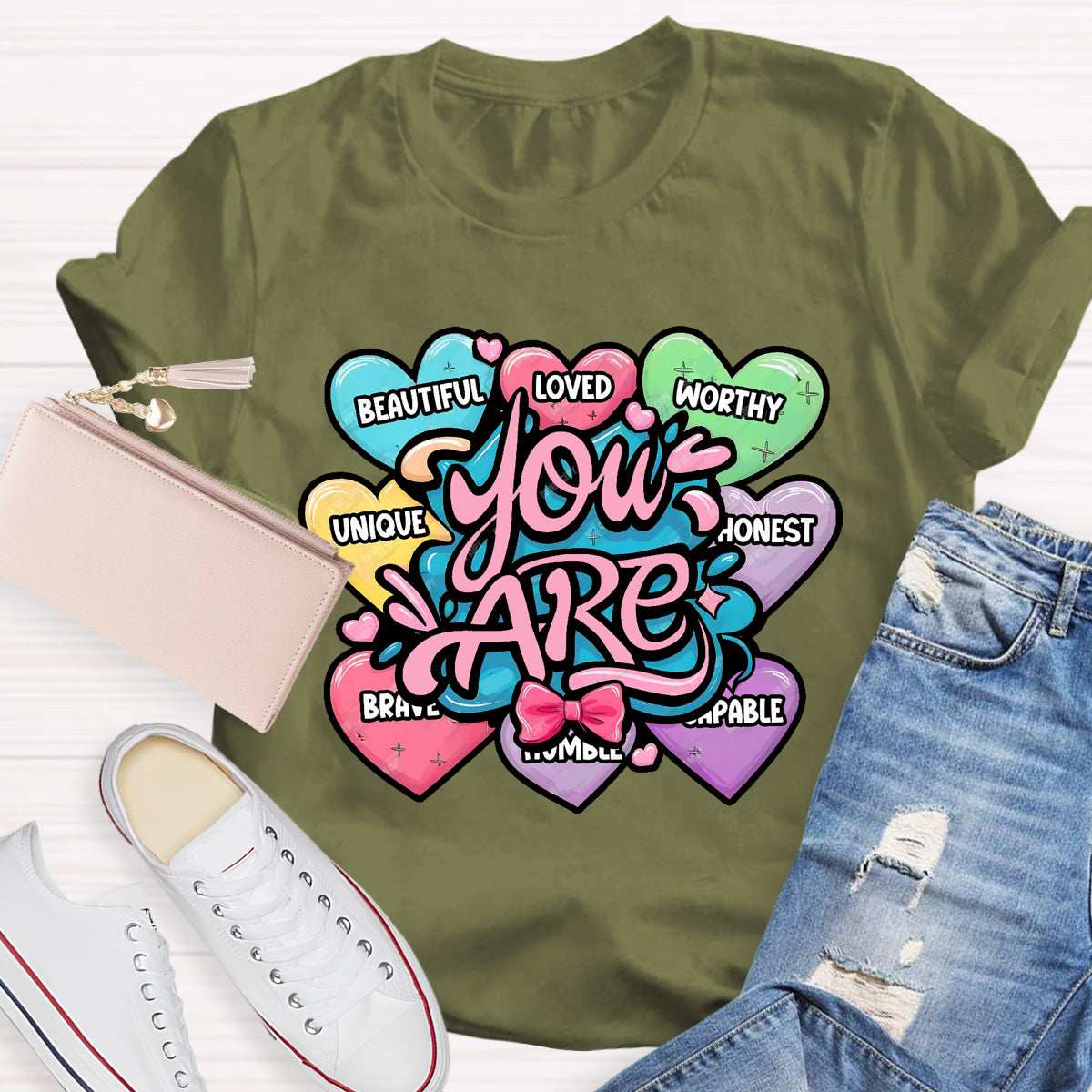 You Are Beautiful Loved Worthy Teacher T-Shirt