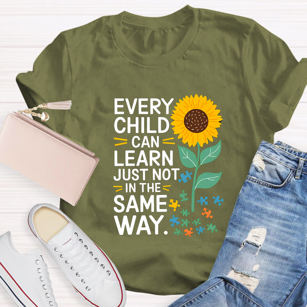 Every Child Can Learn Just Not In The Same Way Sunflower T-Shirt