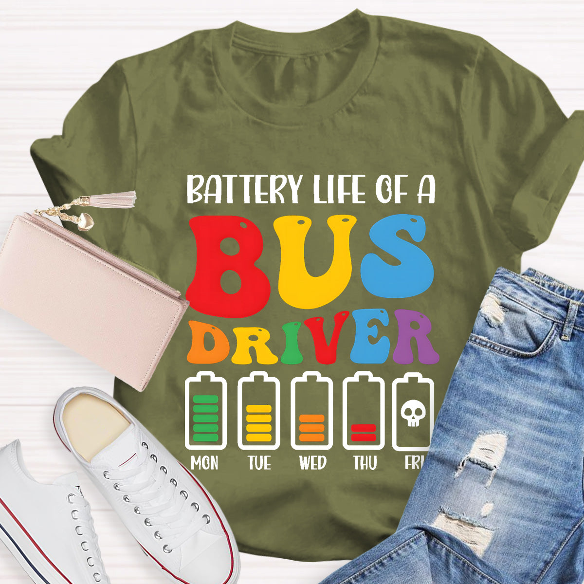 Battery Life Of A Bus Driver T-Shirt
