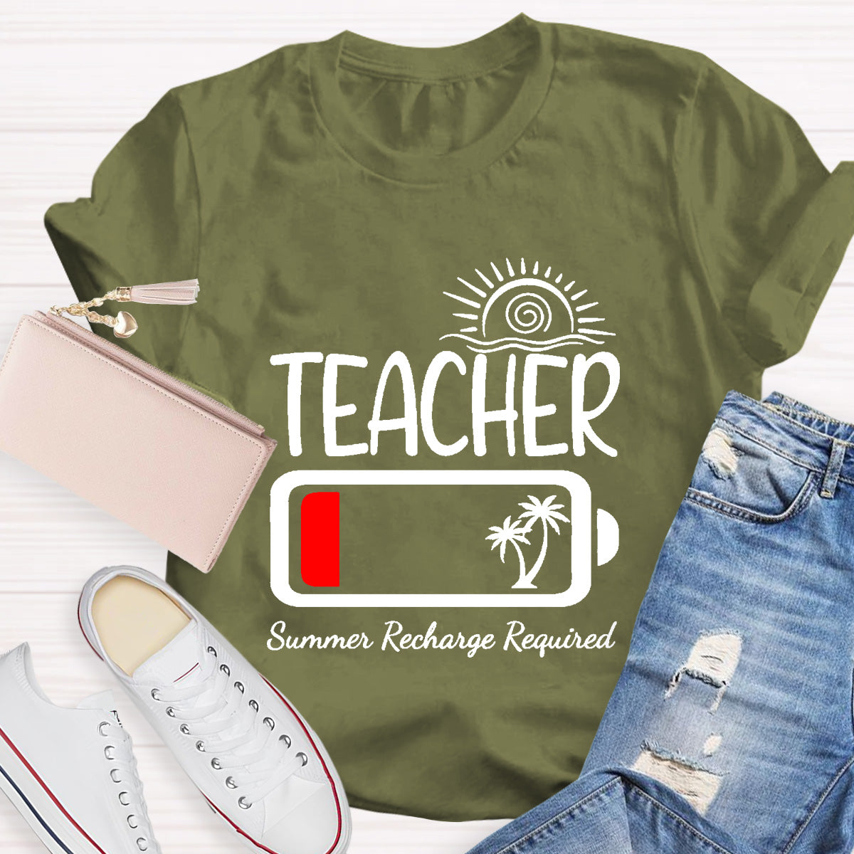Summer Recharge Required Teacher T-Shirt