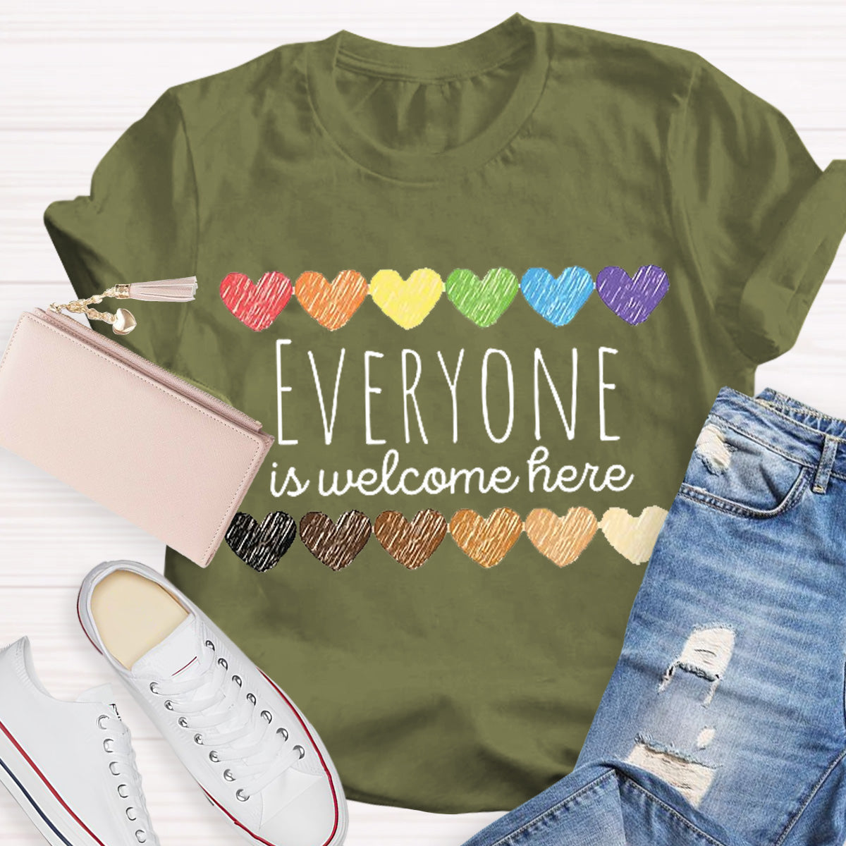 Everyone Is Welcome Here Teacher T-Shirt