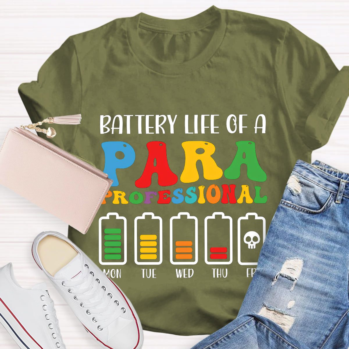 Battery Life of Paraprofessional Teacher T-Shirt