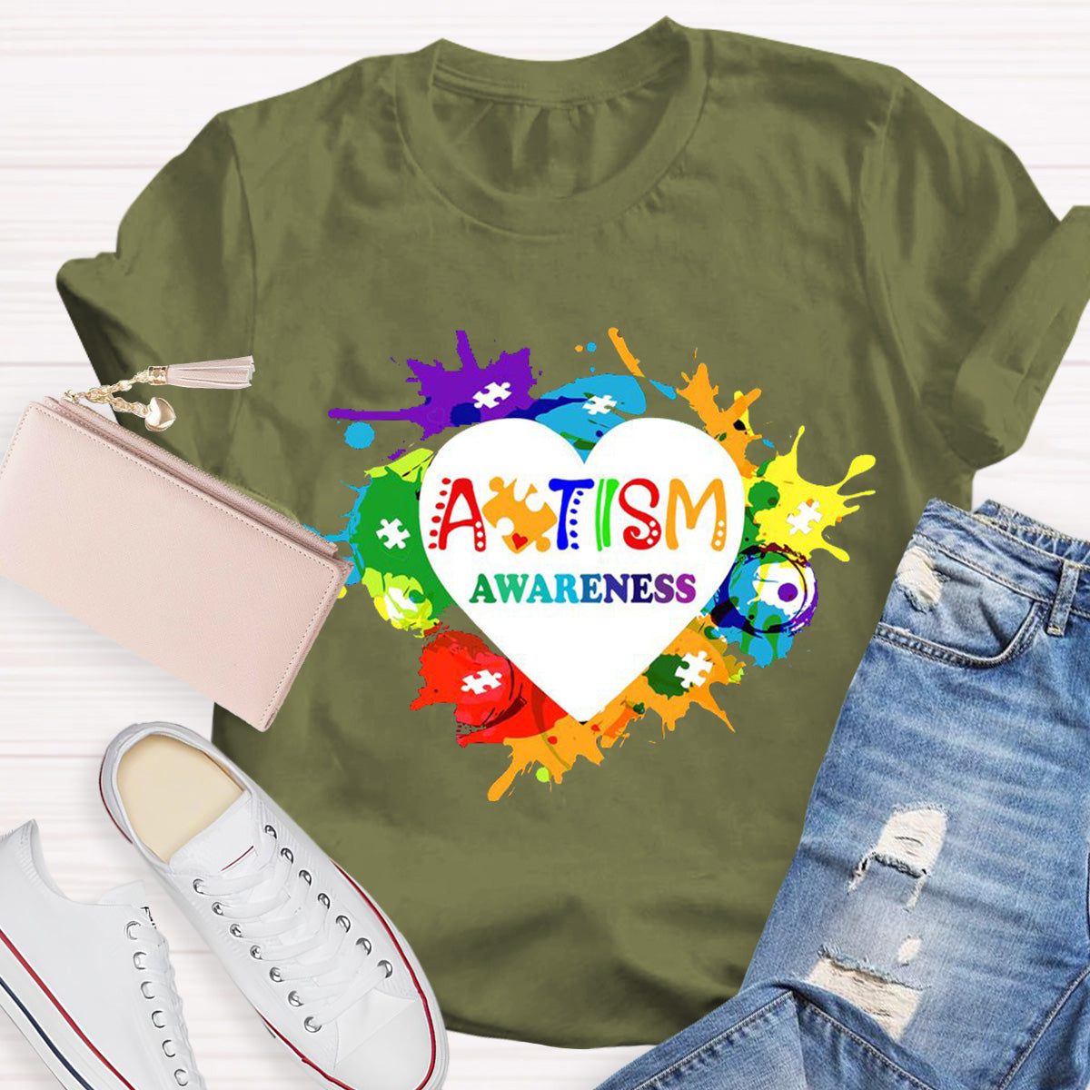 Awareness Colorful Teacher T-Shirt