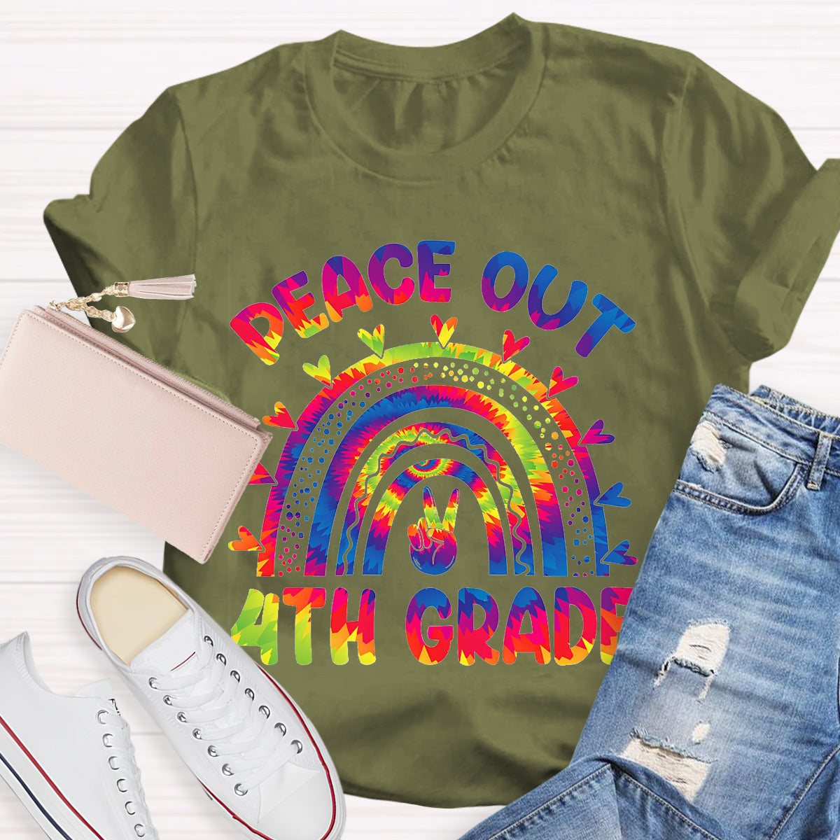 Personalize Grade Peace Out Teacher T-Shirt