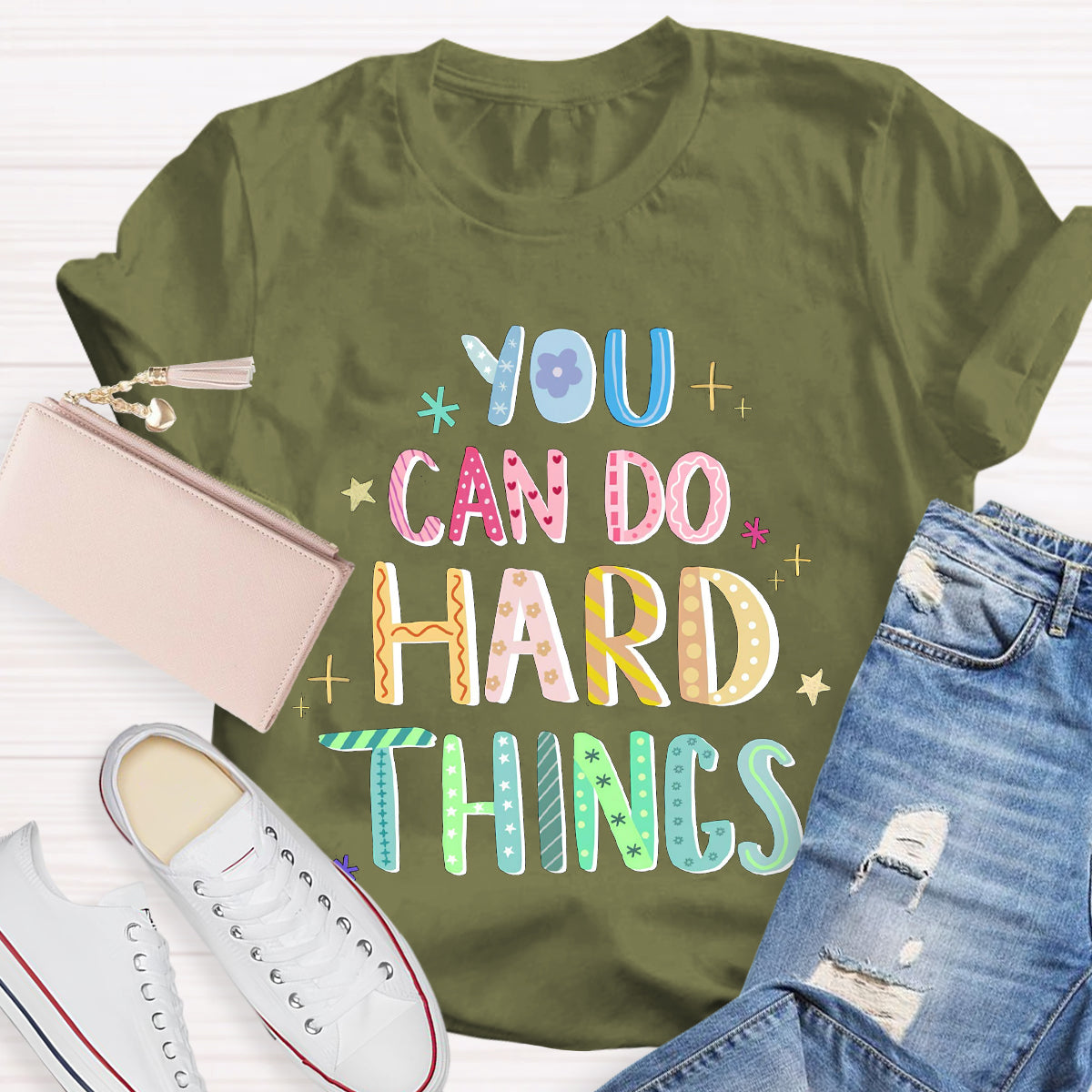 You Can Do Hard Things Motivational Language T-Shirt
