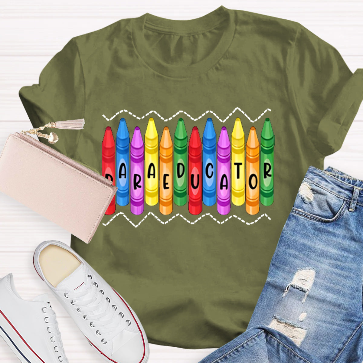 Paraeducator Colorful Pencil Teacher T-Shirt