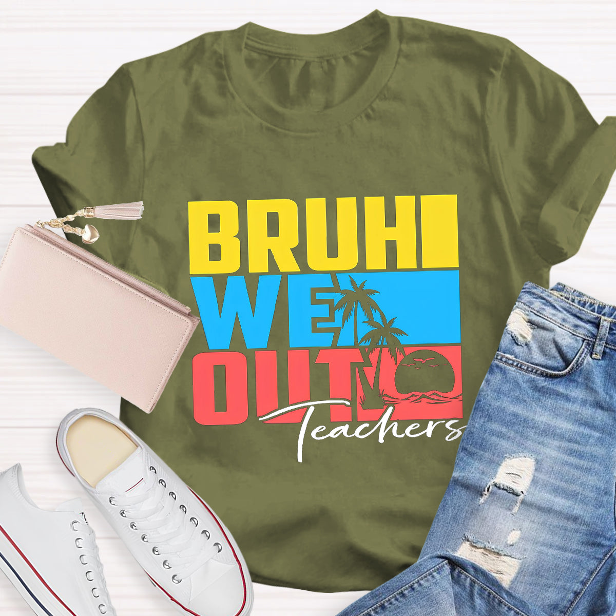 Bruh We Out Summer Beach Teacher T-Shirt