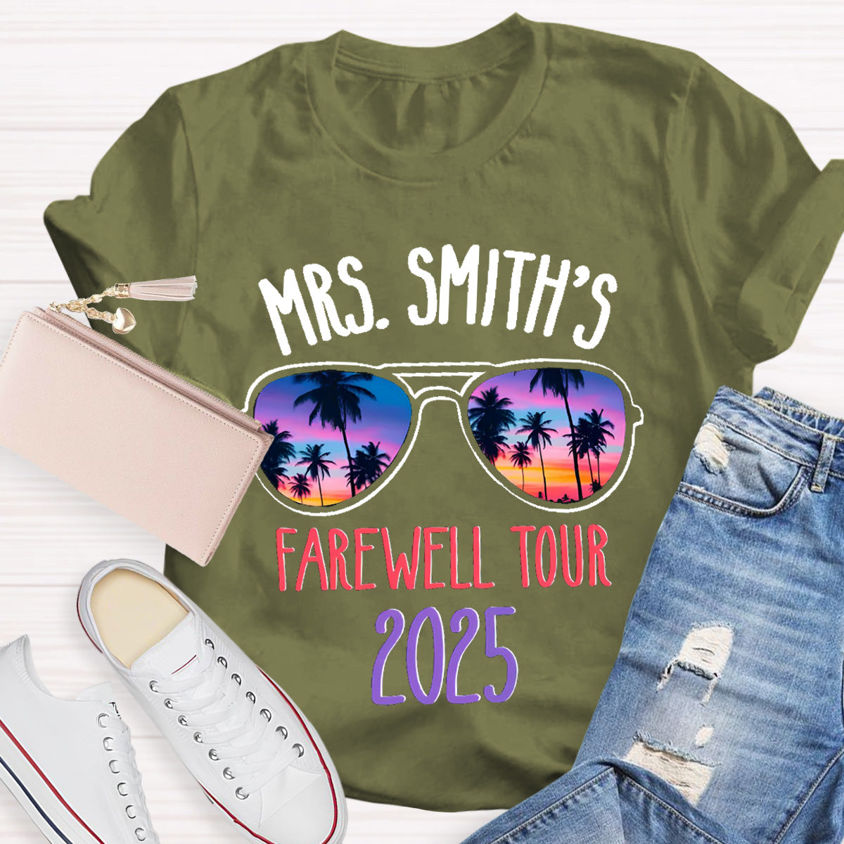 Personalized Name Farewell Tour Retirement Teacher T-Shirt