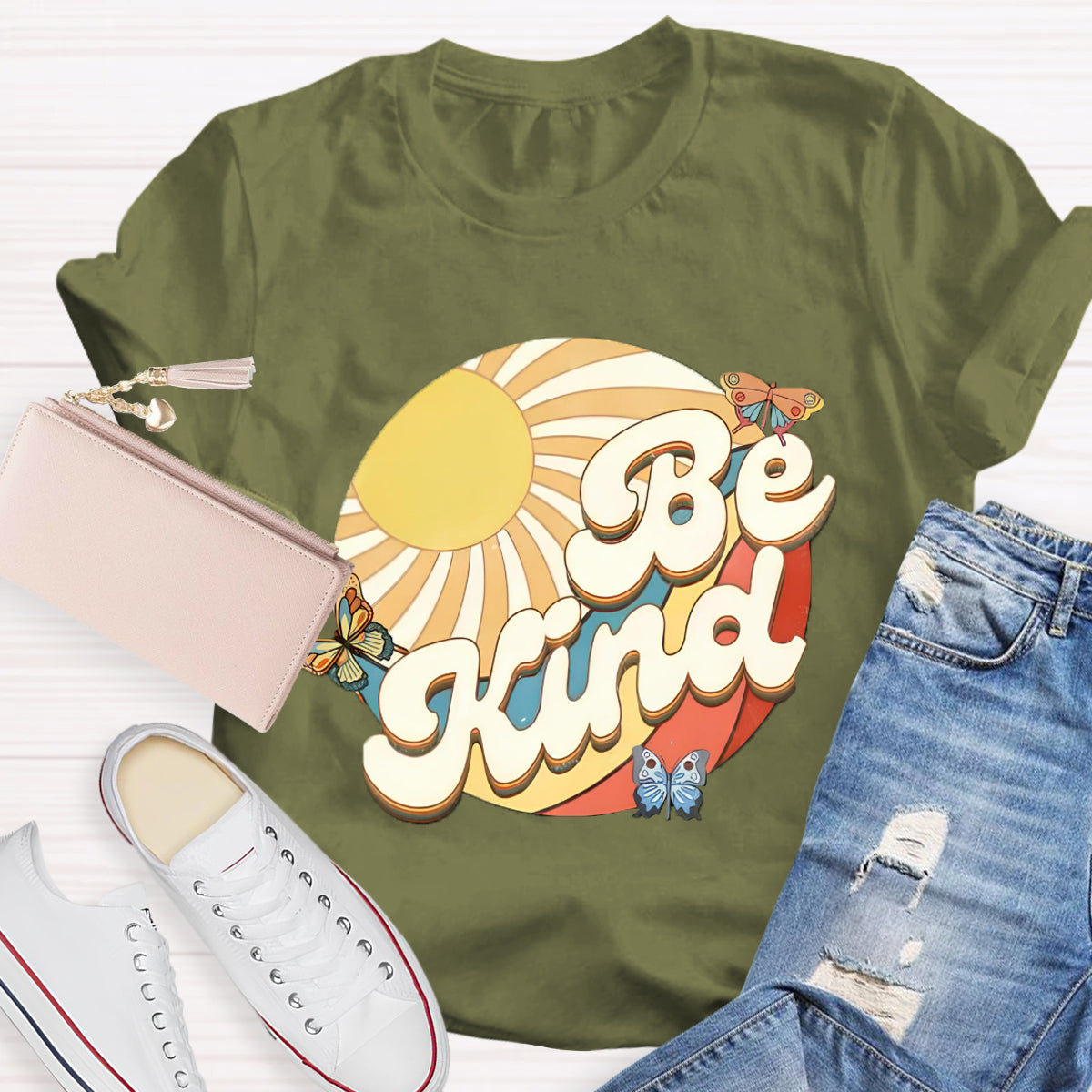 Be Kind Sunshine Butterfly Teacher T-Shirt