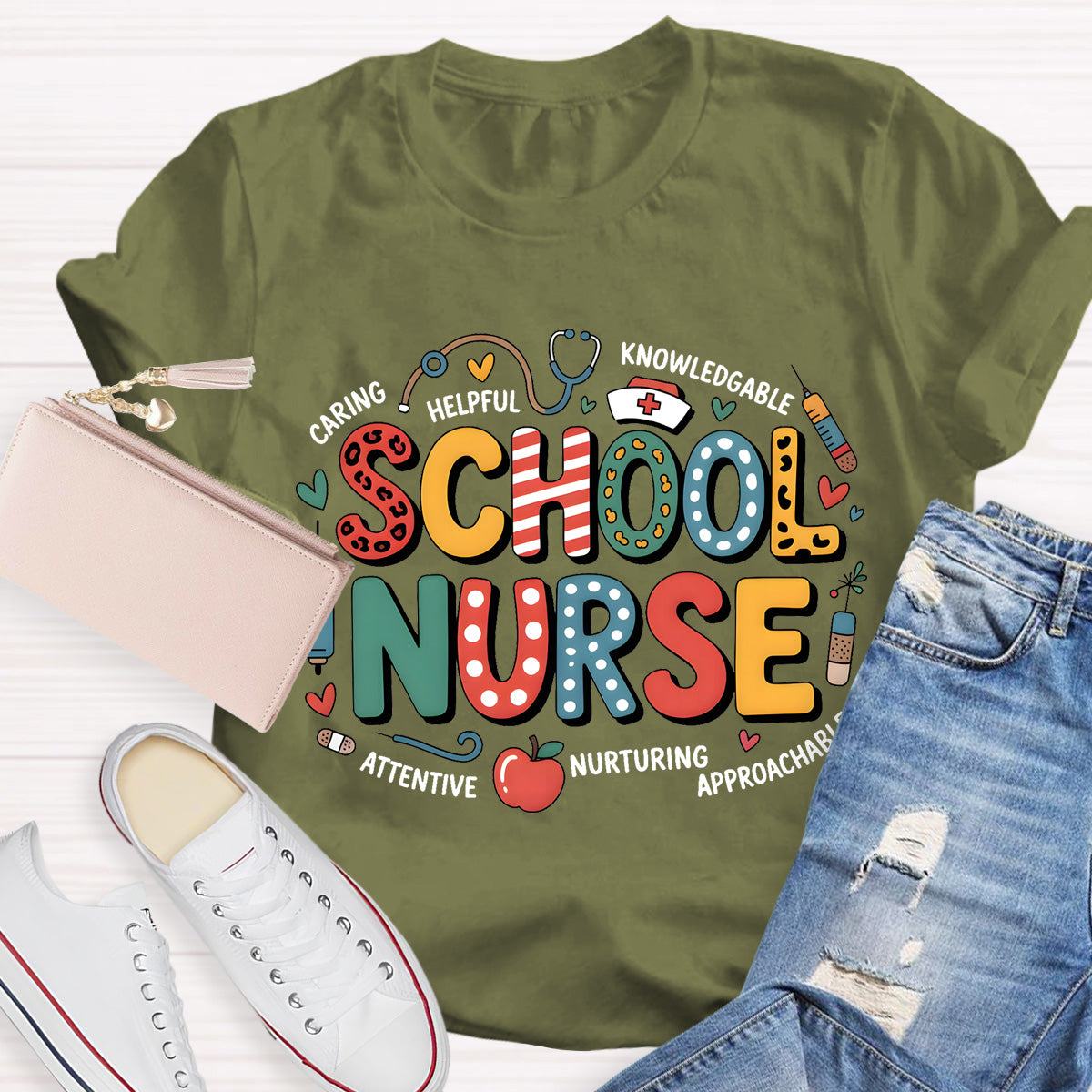 School Nurse Caring Helpful T-Shirt