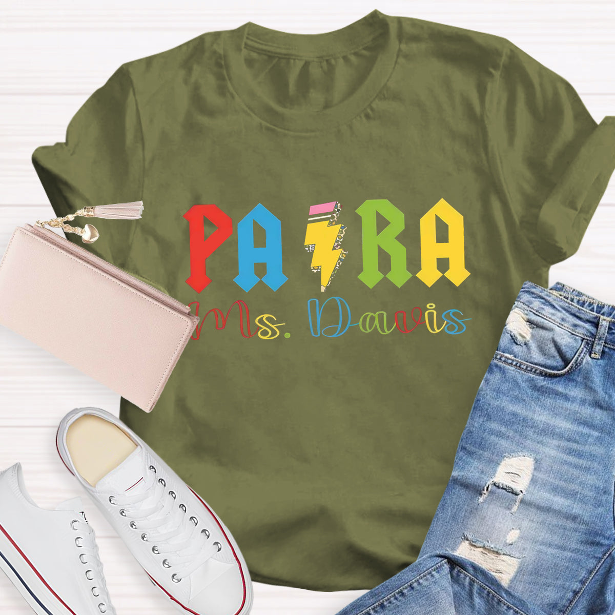 Personalized Para Teacher Name Pencil T-Shirt