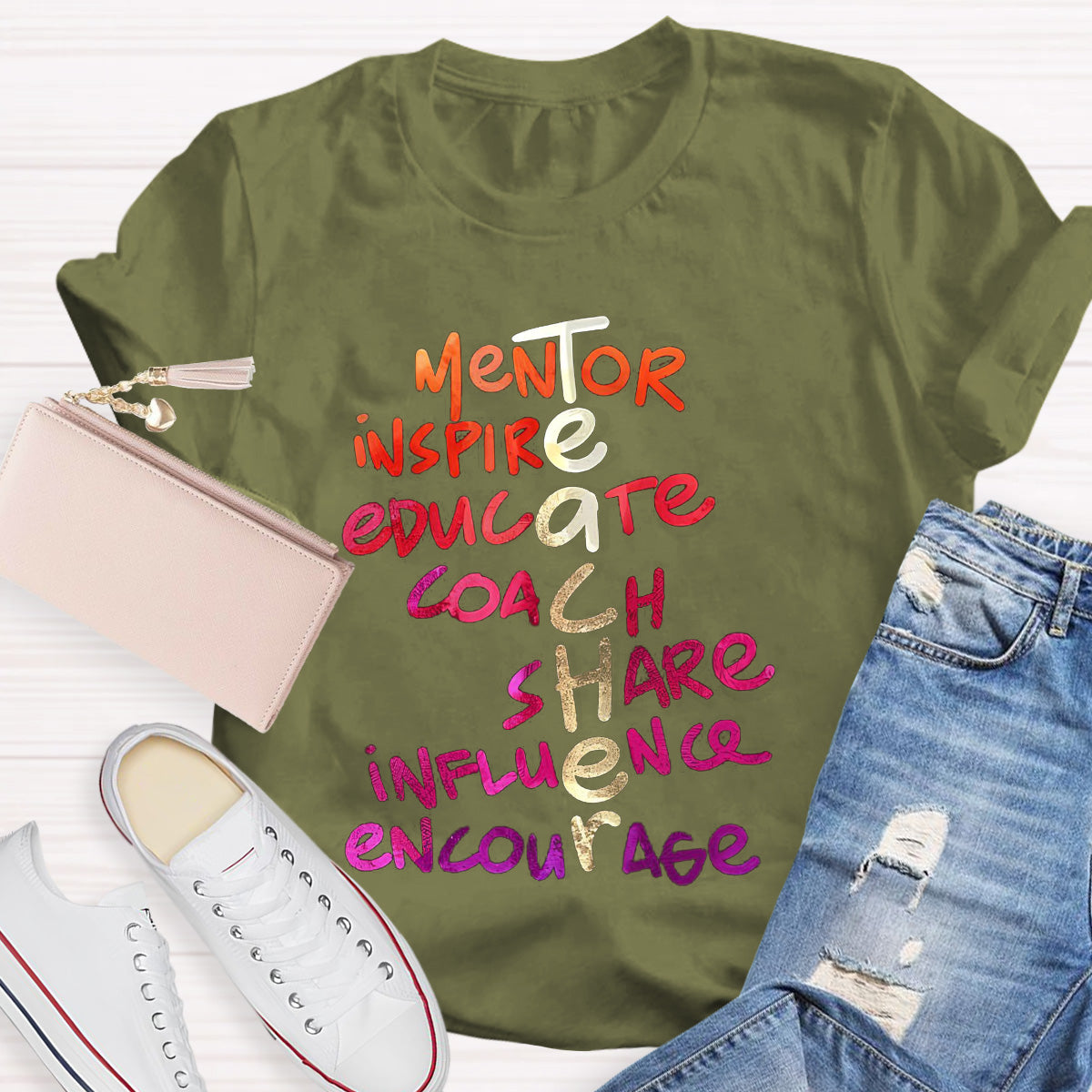 Golden Letters Mentor Teacher T-Shirt
