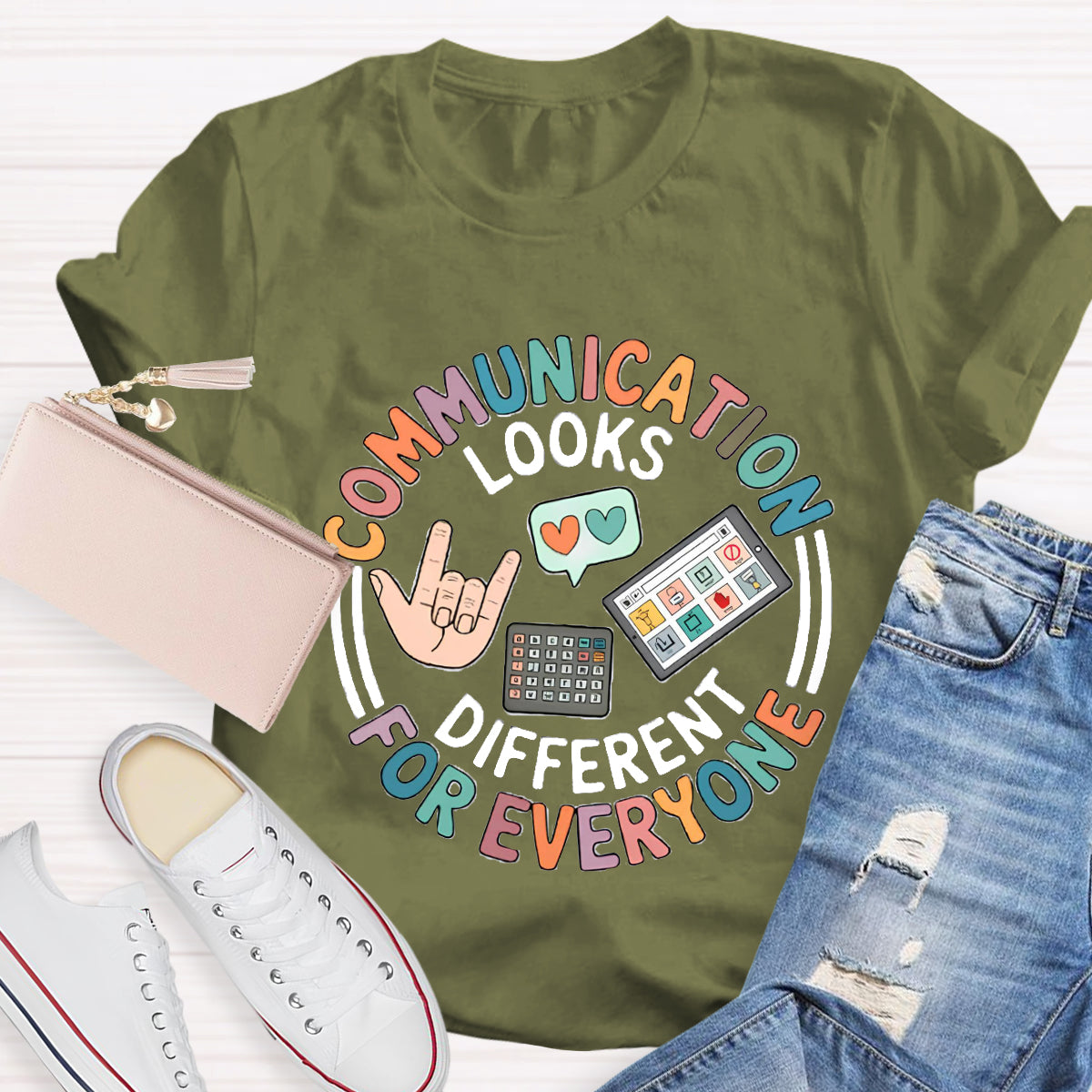 Communication Looks Different For Everyone Teacher T-Shirt