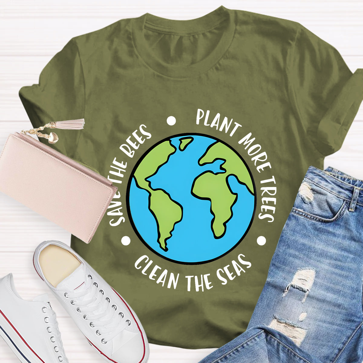 Plant More Trees Clean The Seas Save The Bees T-Shirt