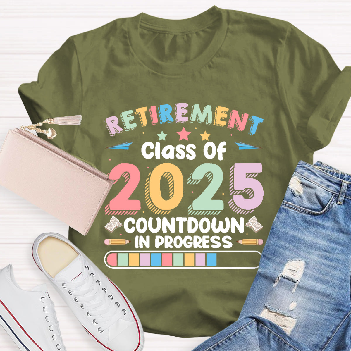 Personalized Year Countdown In Progress Teacher T-Shirt