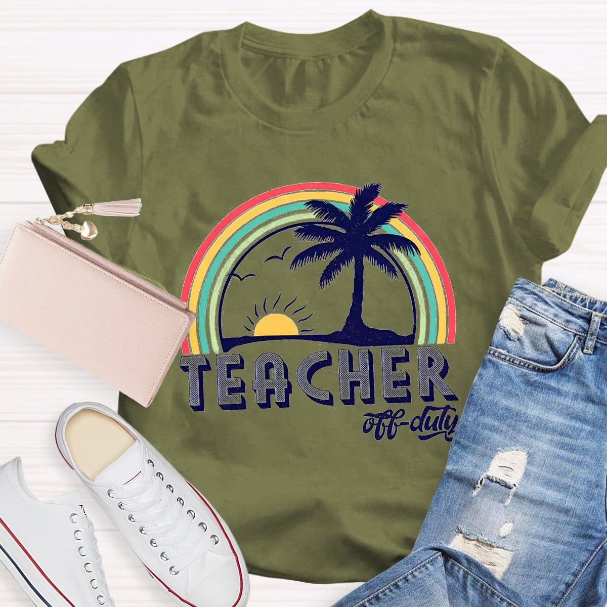 Teacher Of Duty Rainbow Sunshine T-Shirt