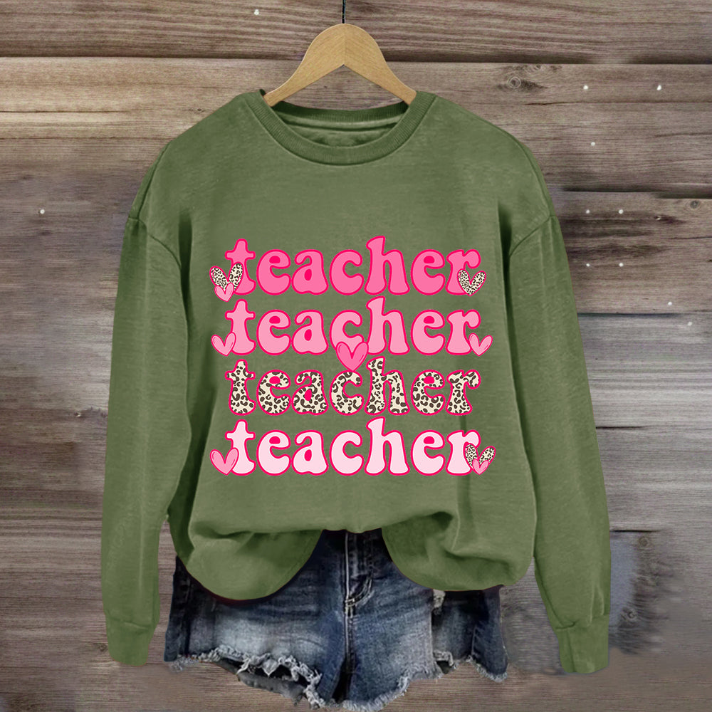 Valentine's Day Pink Teacher Sweatshirt