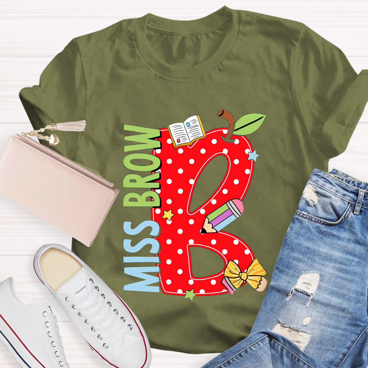 Personalized Name Book Teacher T-Shirt
