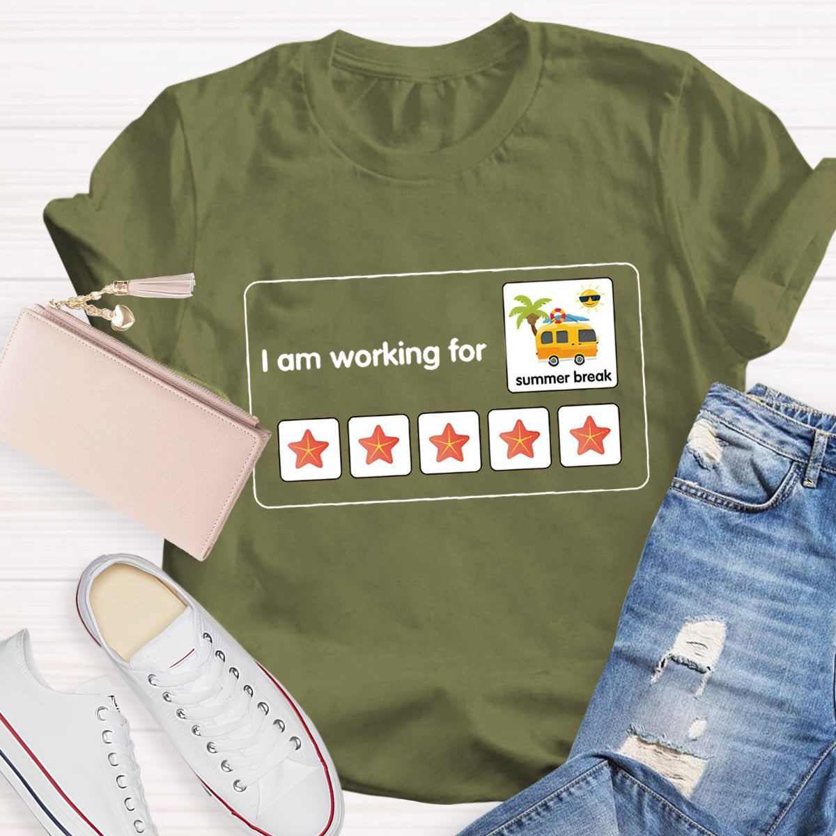 I Am Working For Summer Break School Bus Teacher T-Shirt