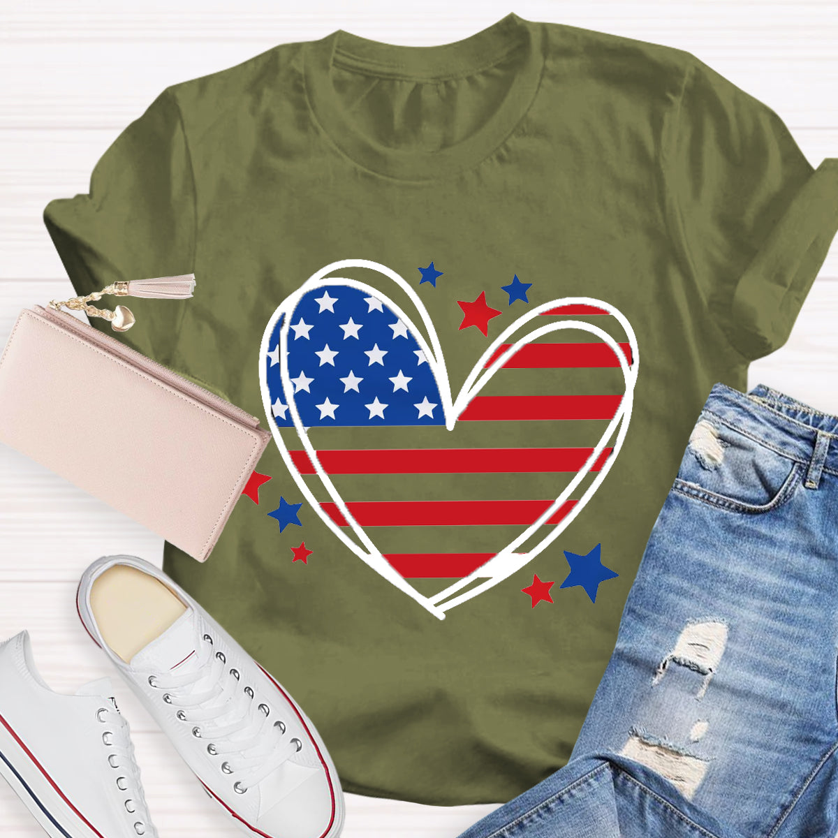 Love Heart USA Teacher T-Shirt