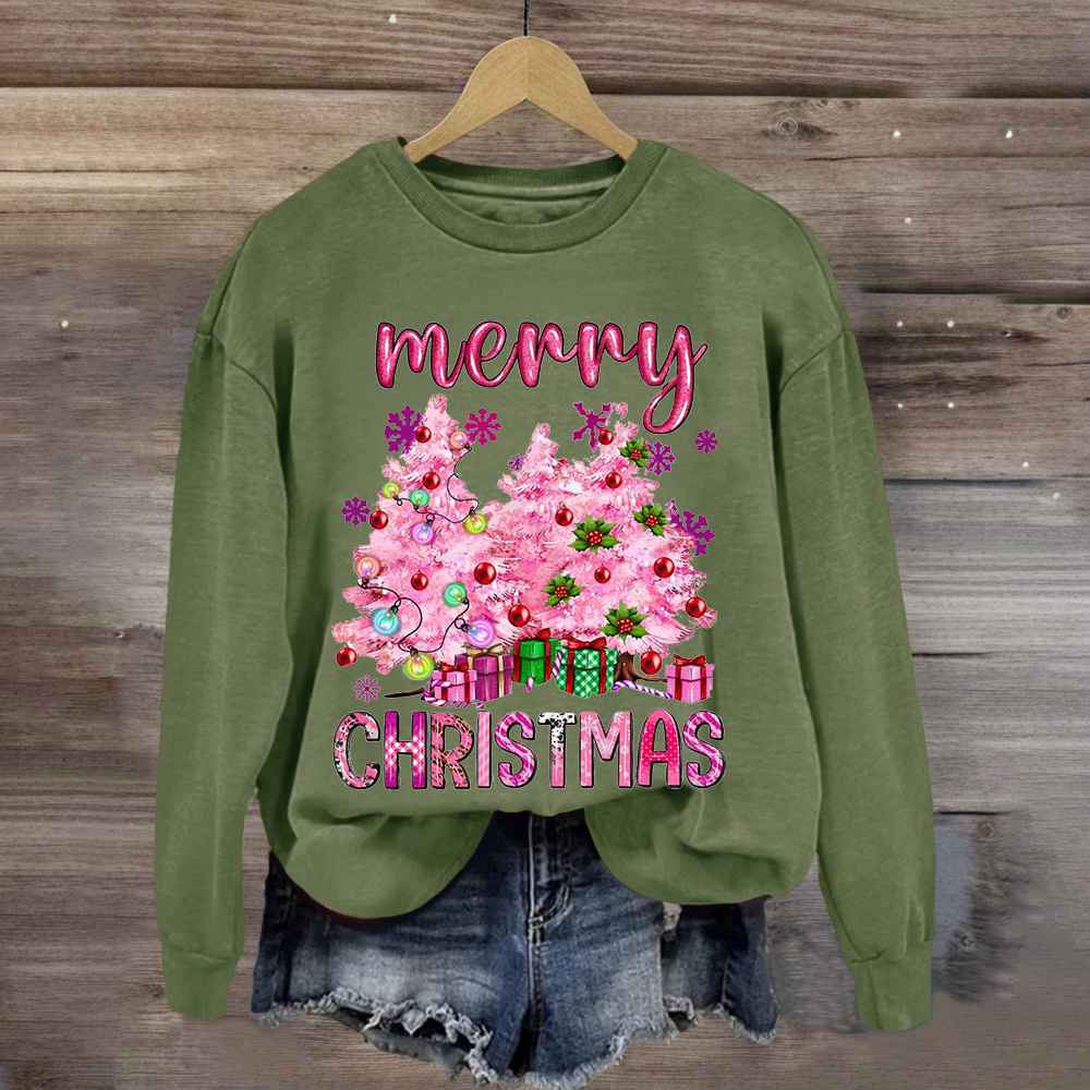 Pink Christmas Trees Teacher Sweatshirt
