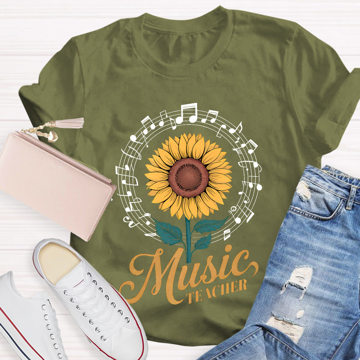 Music Teacher Sunflower Teacher T-Shirt