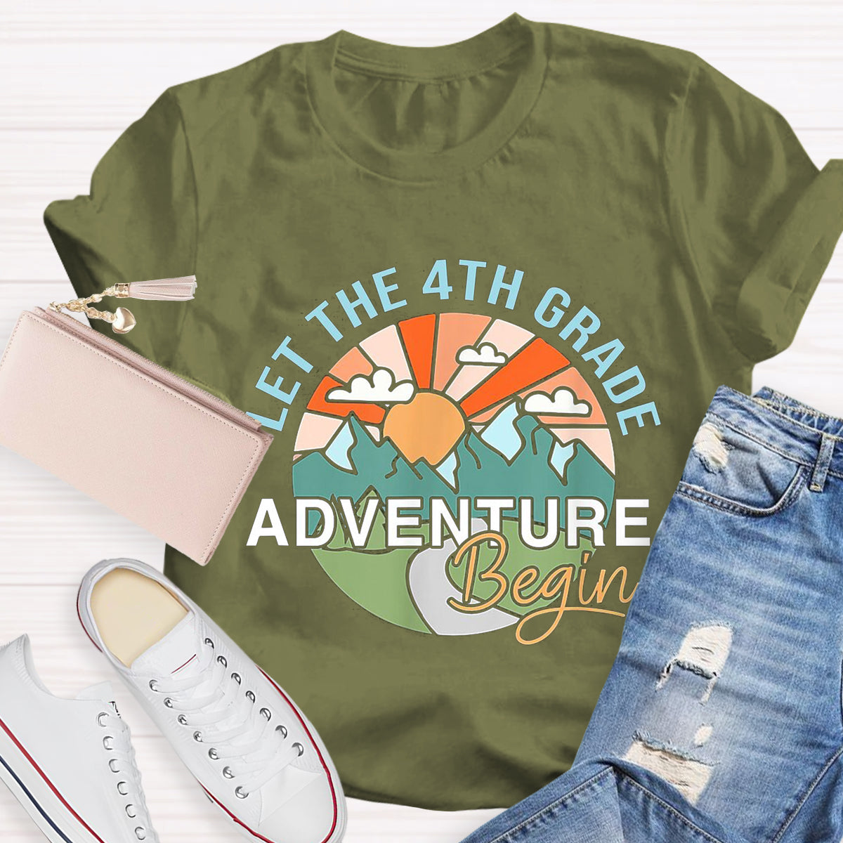 Personalized Grade Let The 4th Grade Adventure Begin Teacher T-Shirt