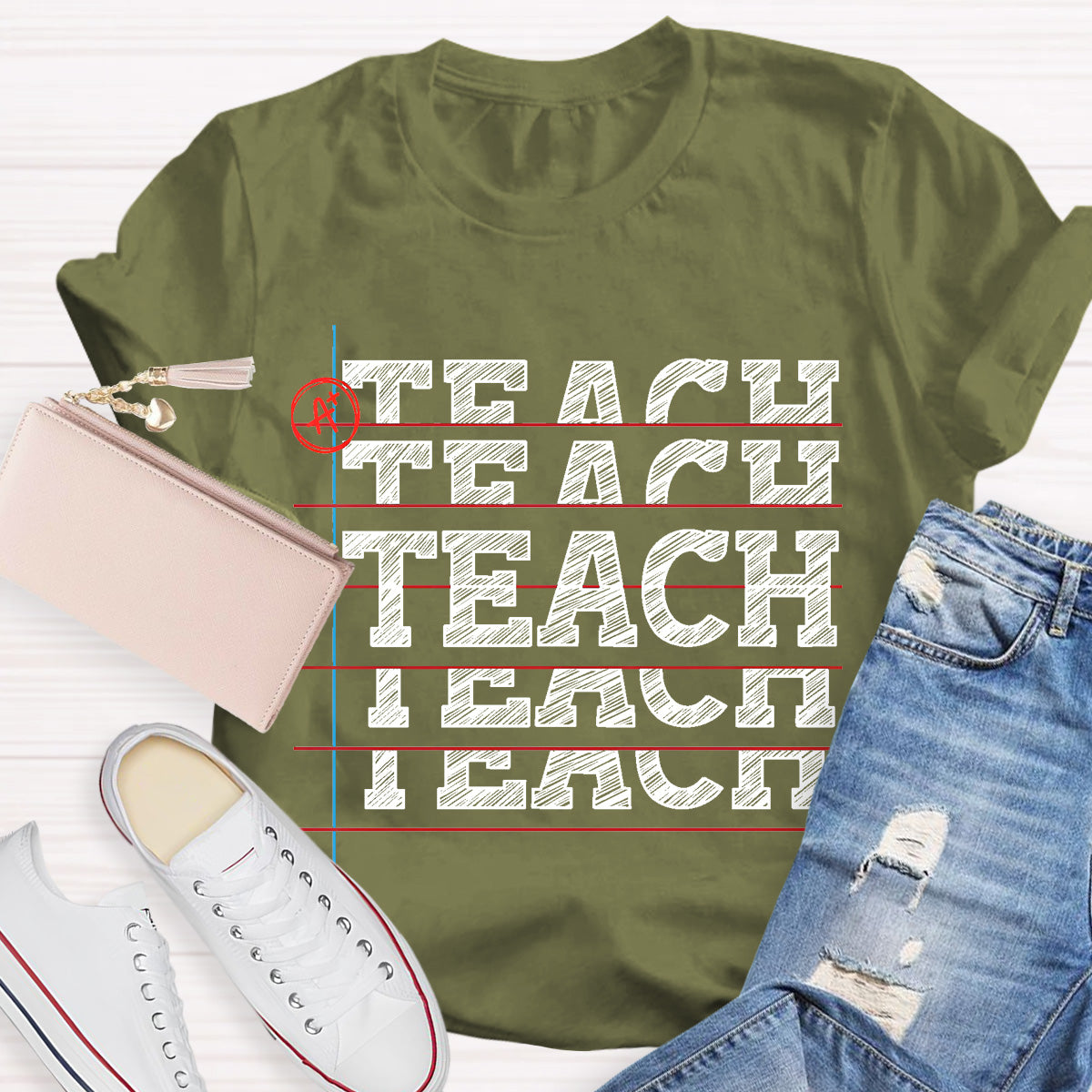 Teach Black Letters Teacher T-Shirt