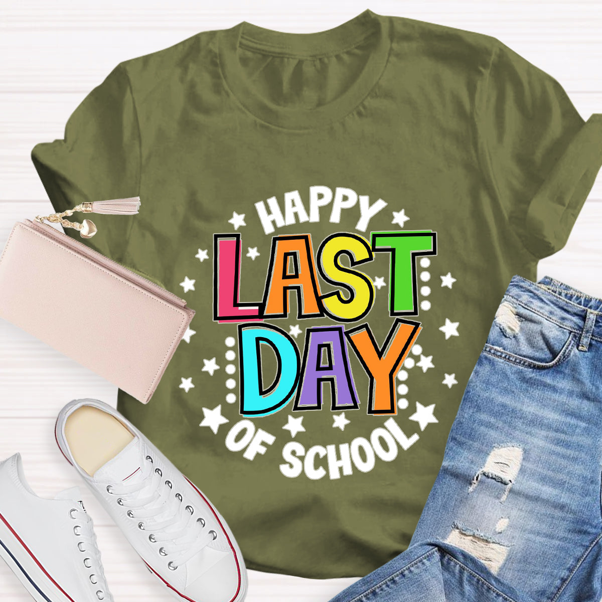 Happy Last Day Of School Star Circle T-Shirt