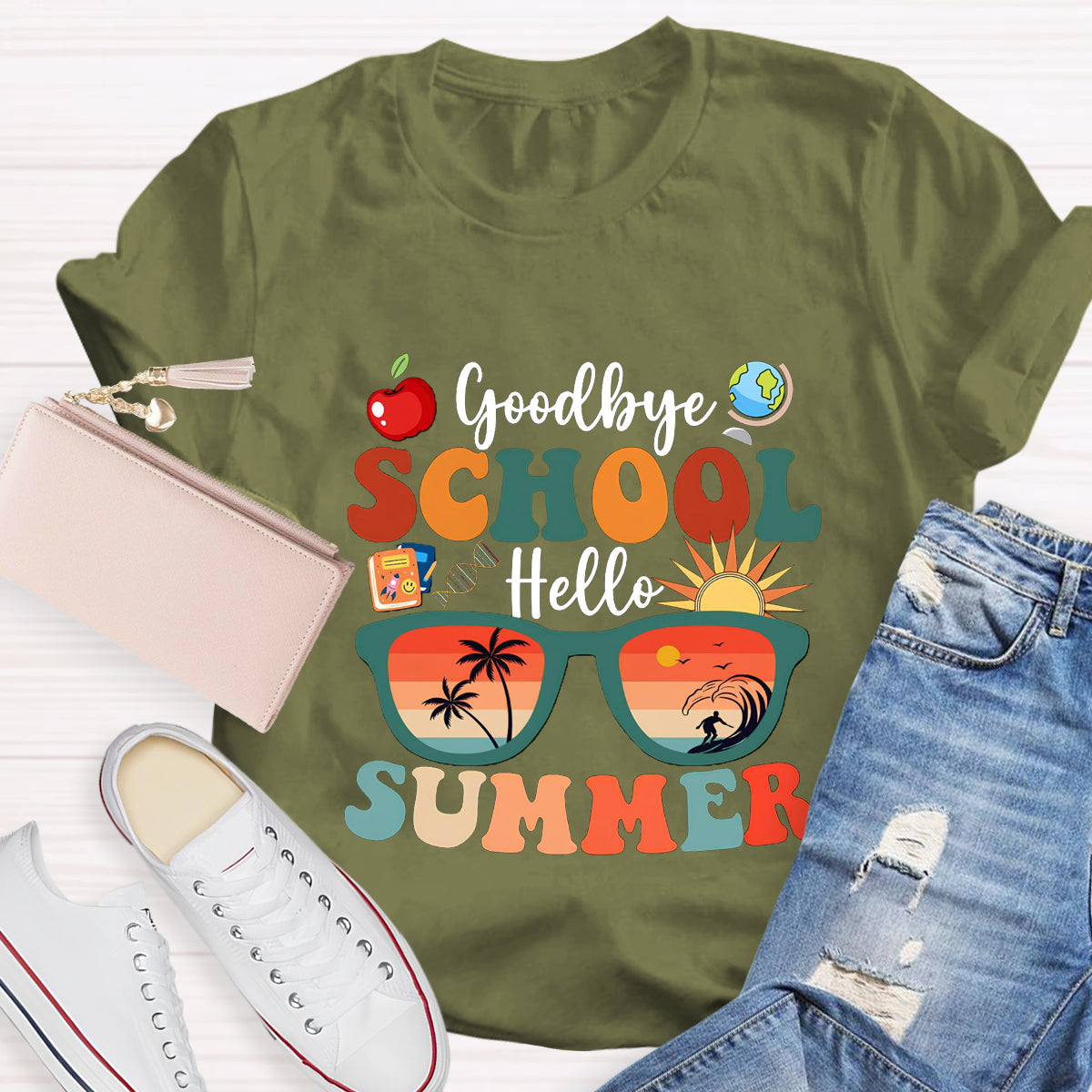 Goodbye School Hello Summer Teacher T-Shirt
