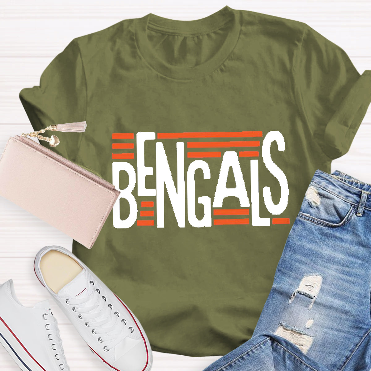 Personalized Mascot Bengals Black Letters Teacher T-Shirt