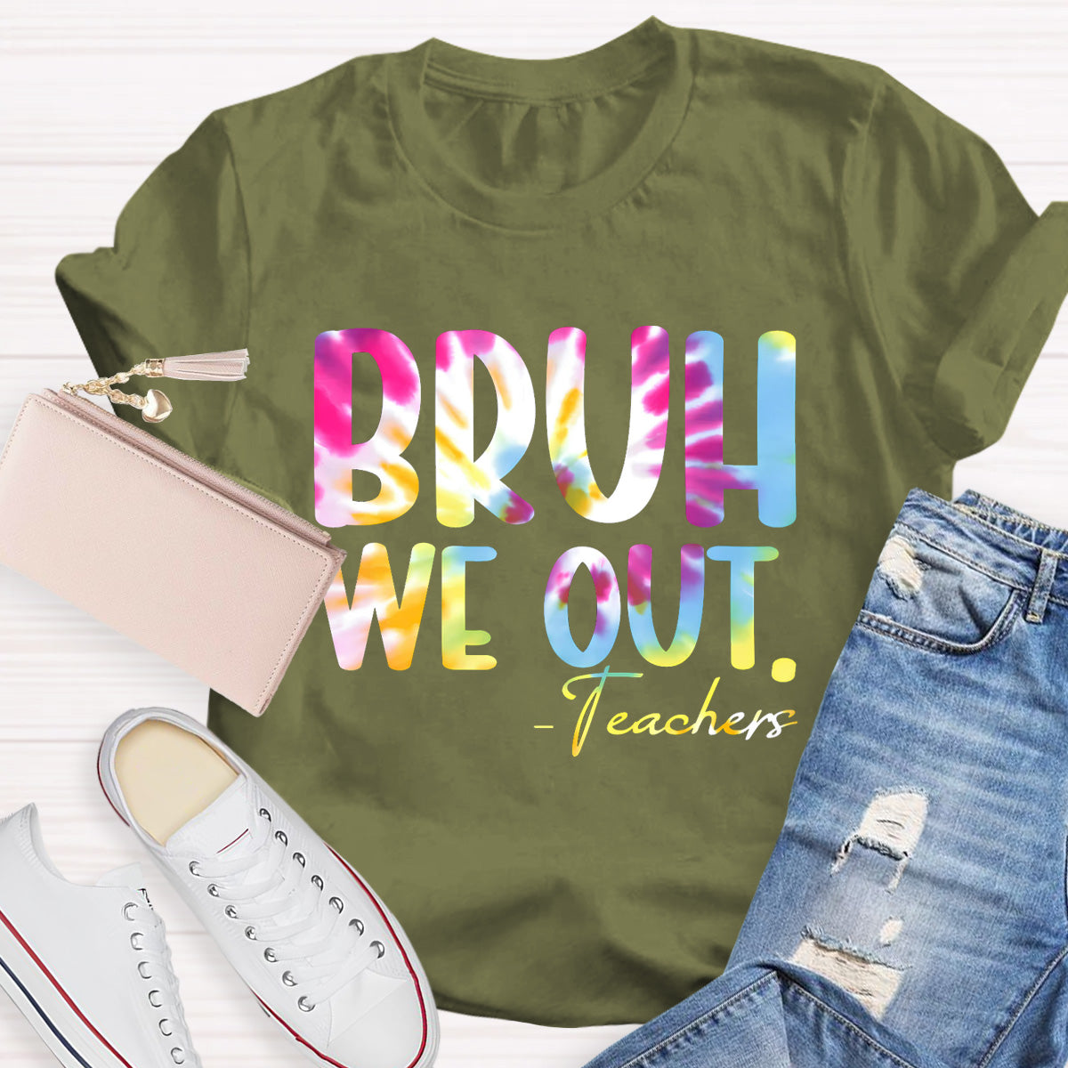Coloful Bruh We Out Teachers T-Shirt