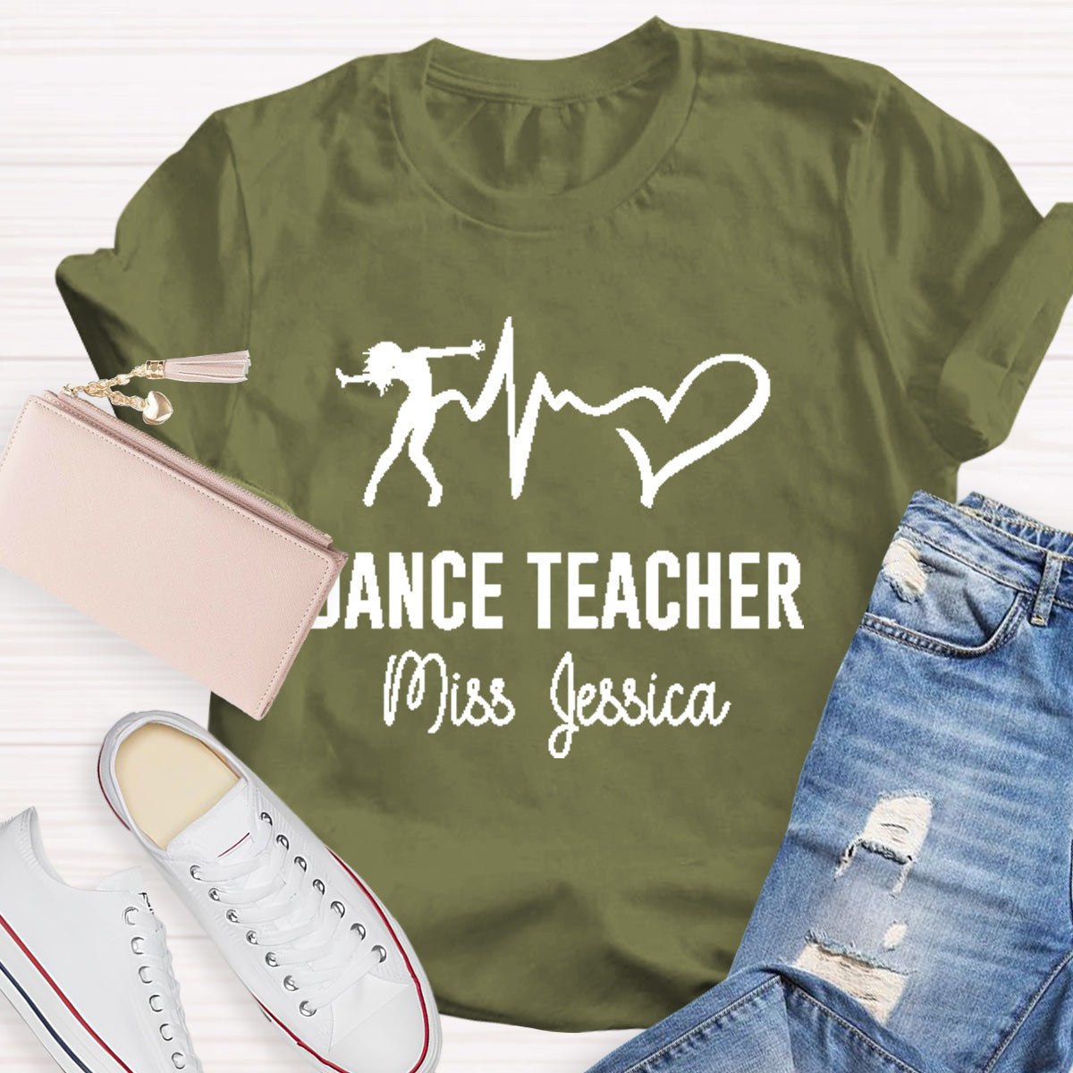 Personalized Name Dance Black Letters Teacher T-Shirt