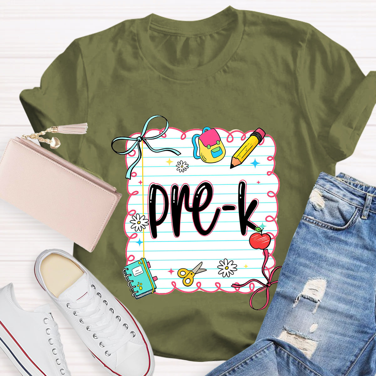 Personalized Grade Square Back To School Teacher T-Shirt