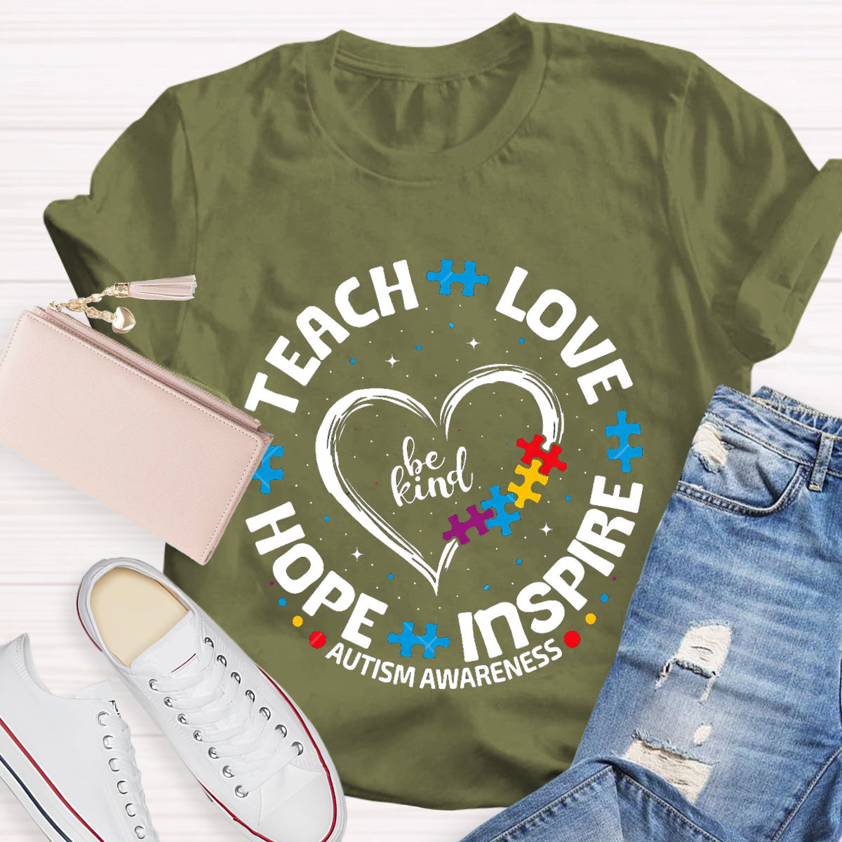 Be Kind Teach Love Hope Heart Teacher T-Shirt