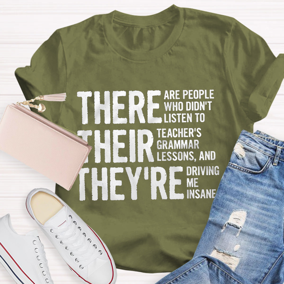 Grammar Lessons Black Letters Teacher T-Shirt