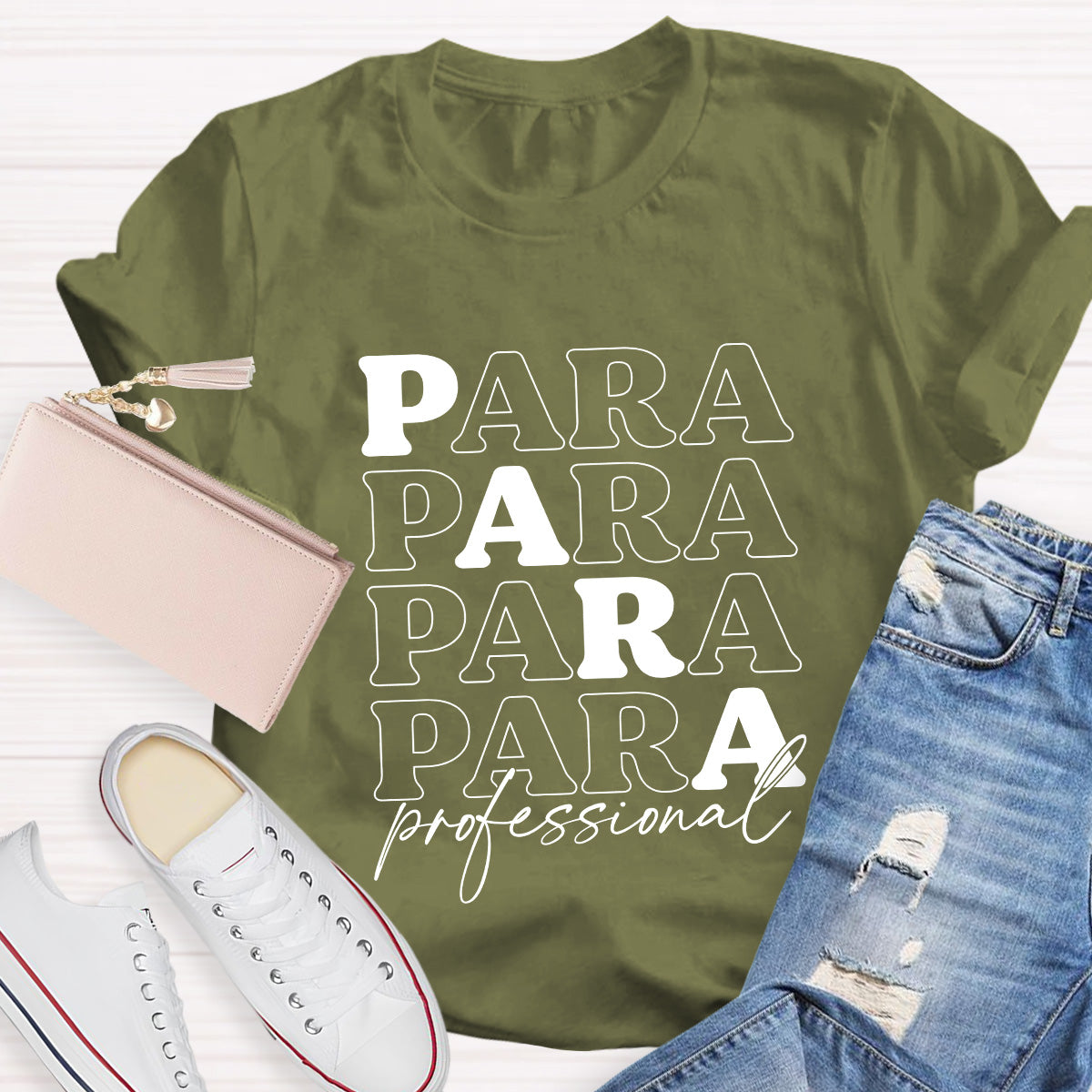 Para Profession Black Letters Teacher T-Shirt