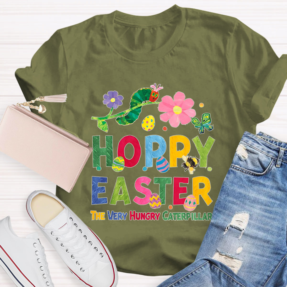 Happy Easter Caterpillar Butterfly Teacher T-Shirt