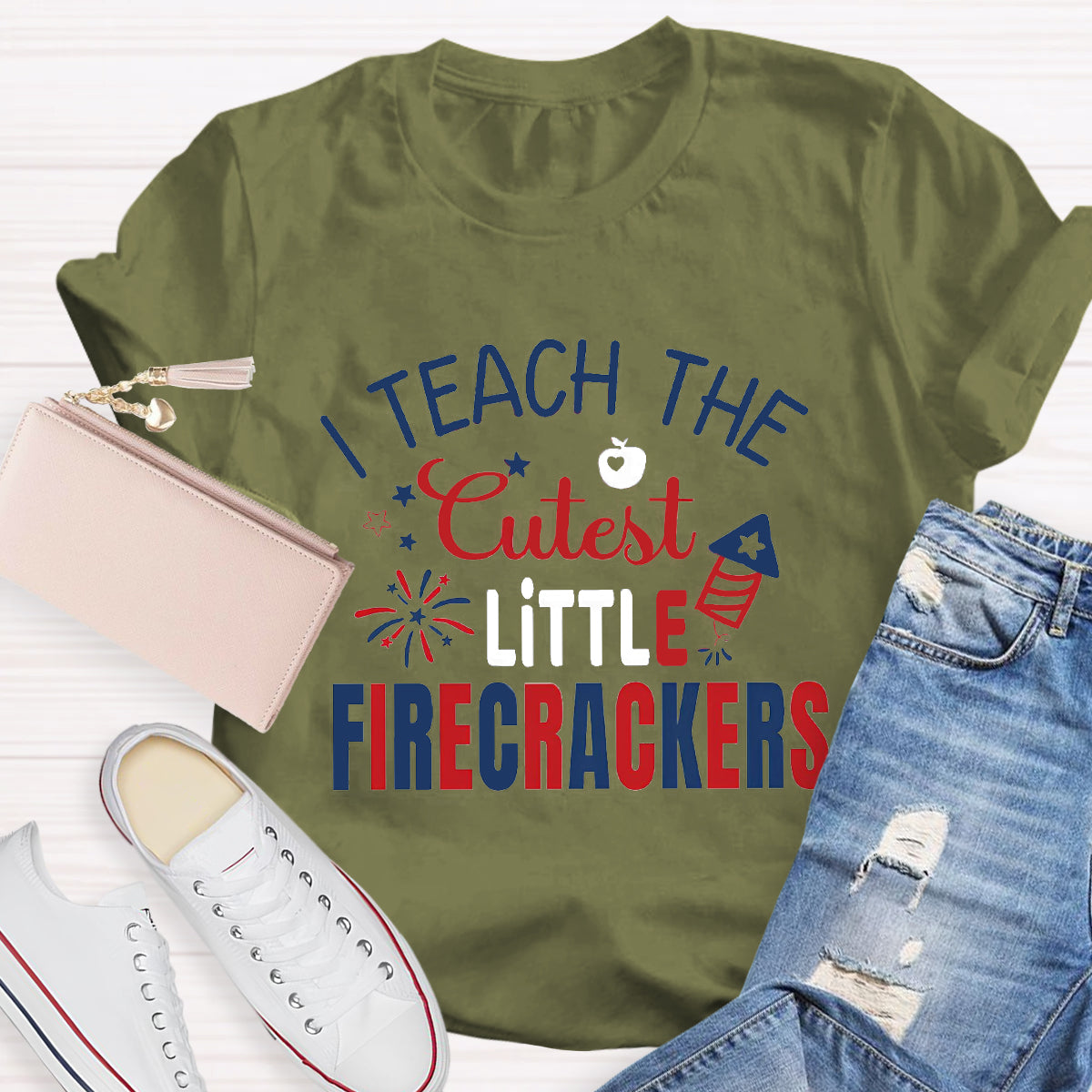 I Teach The Cutest Little Firecrackers Teacher T-Shirt