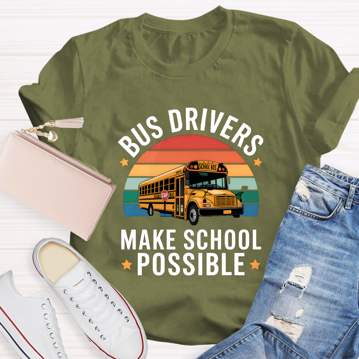 Bus Drivers Make School Possible Teacher T-Shirt
