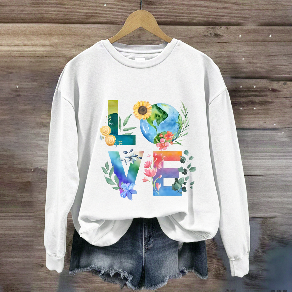Love Our Planet Earth Day Teacher Sweatshirt