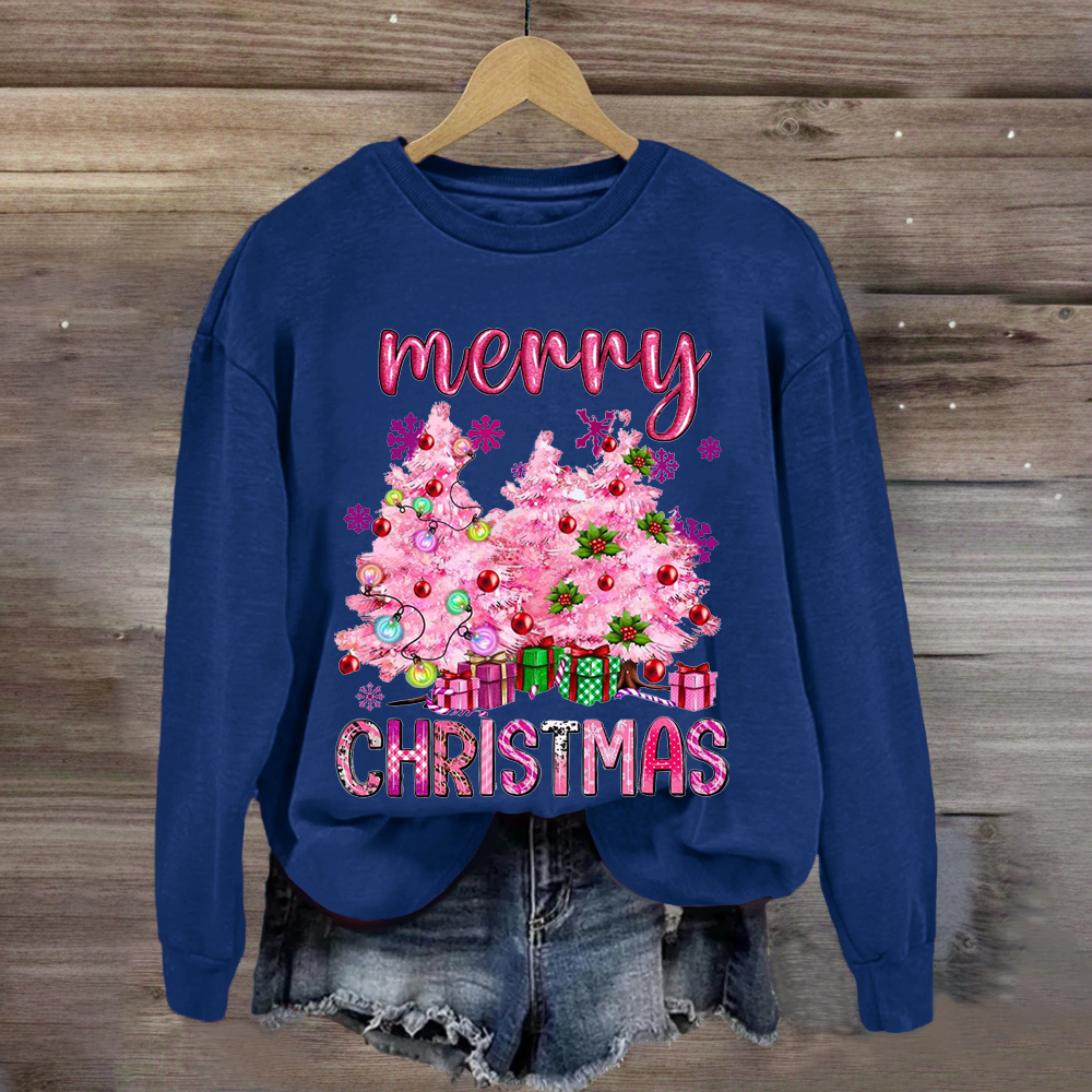 Pink Christmas Trees Teacher Sweatshirt