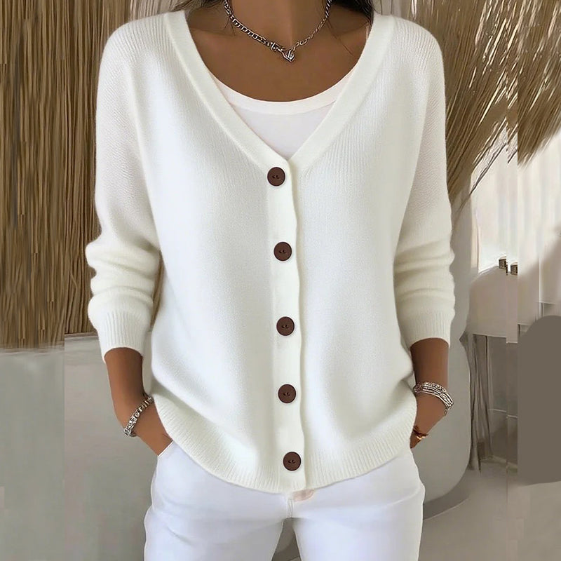 Solid Color Knit Button Cardigan Sweater
