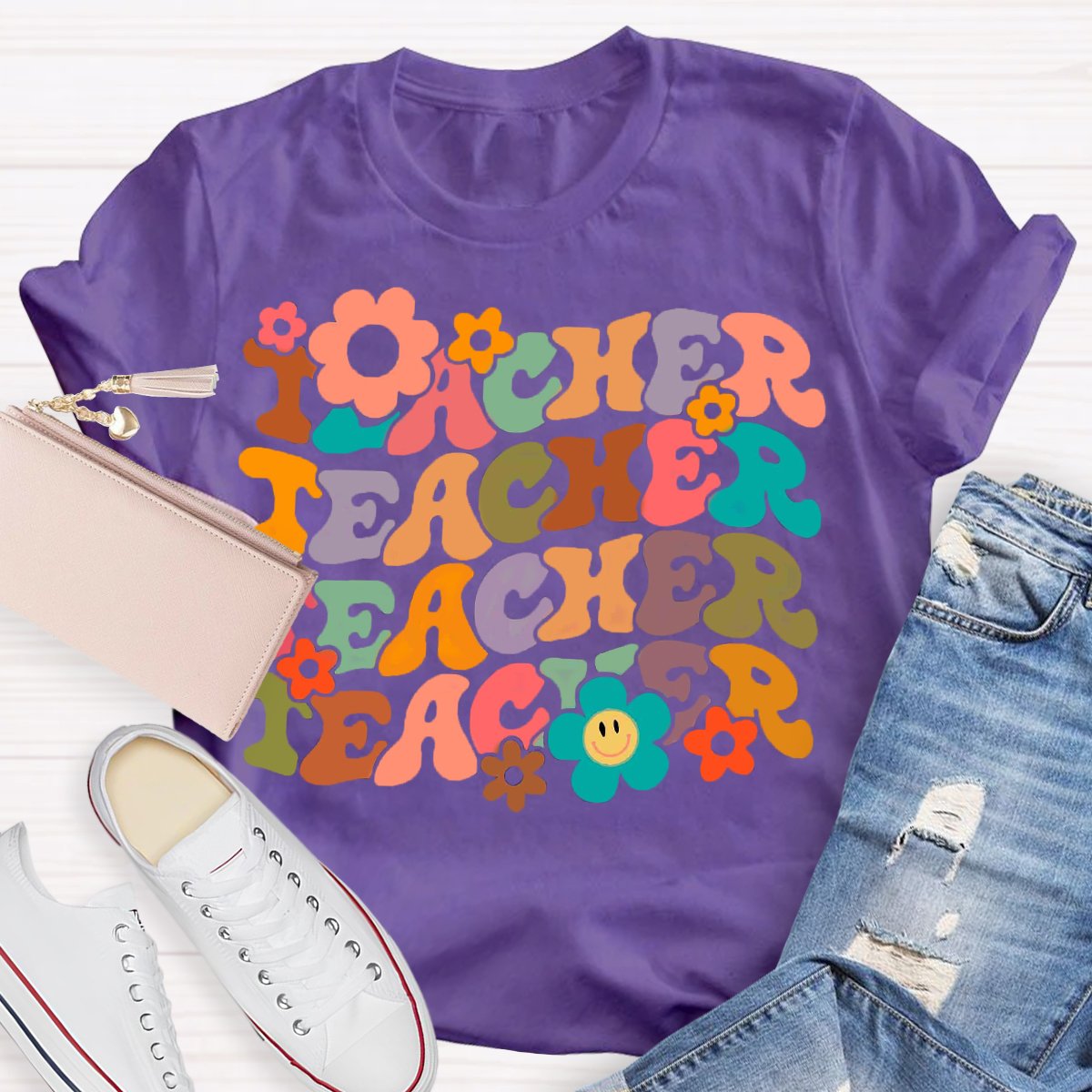 Floral Graphic Designs Teacher T-Shirt