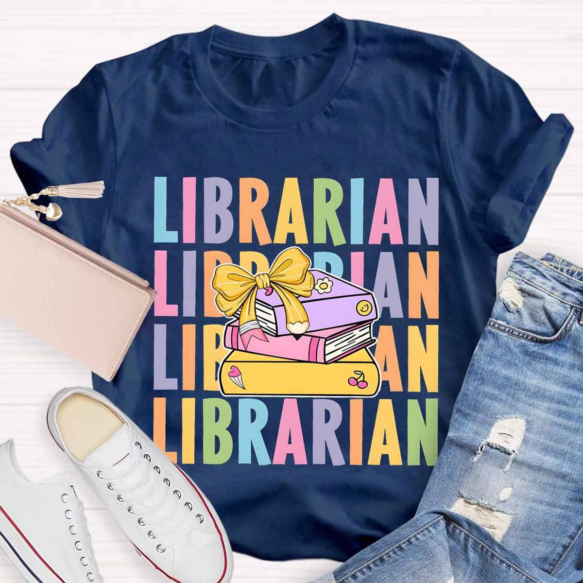 School Librarian With Books T-Shirt
