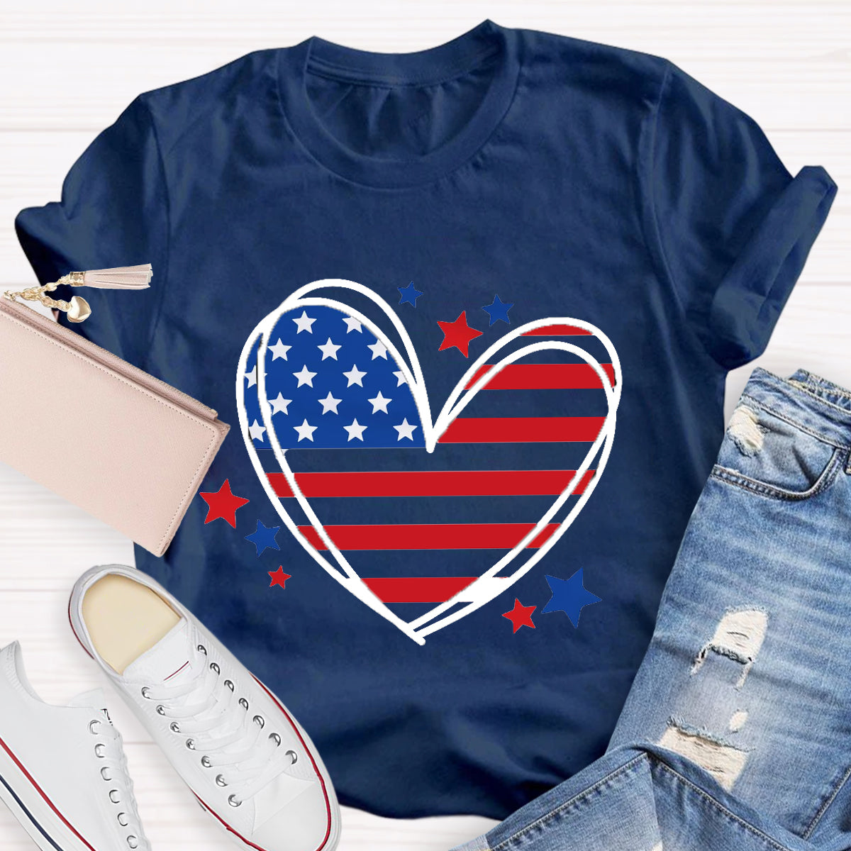 Love Heart USA Teacher T-Shirt