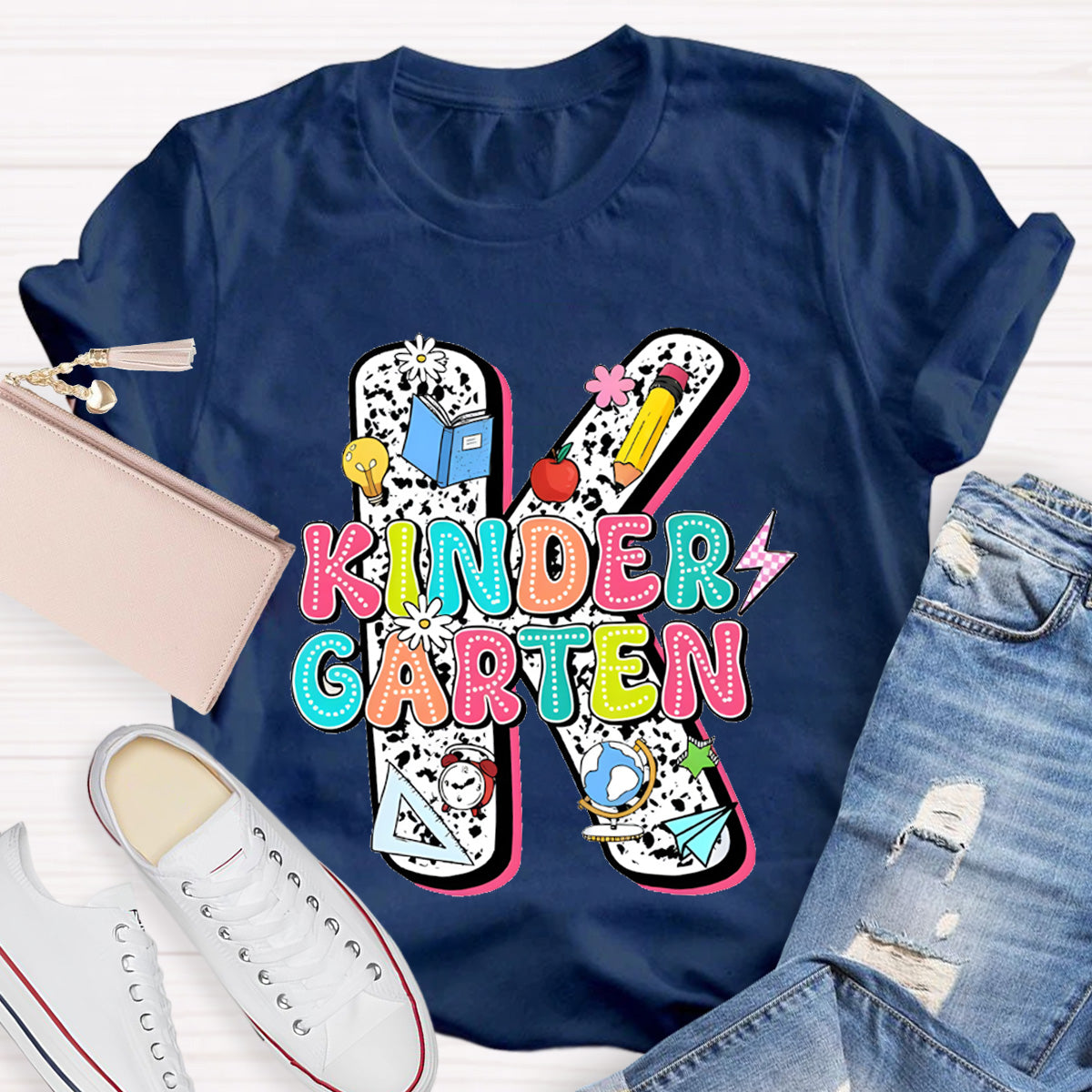 Personalized Grade Kindergarten Letter Teacher T-Shirt