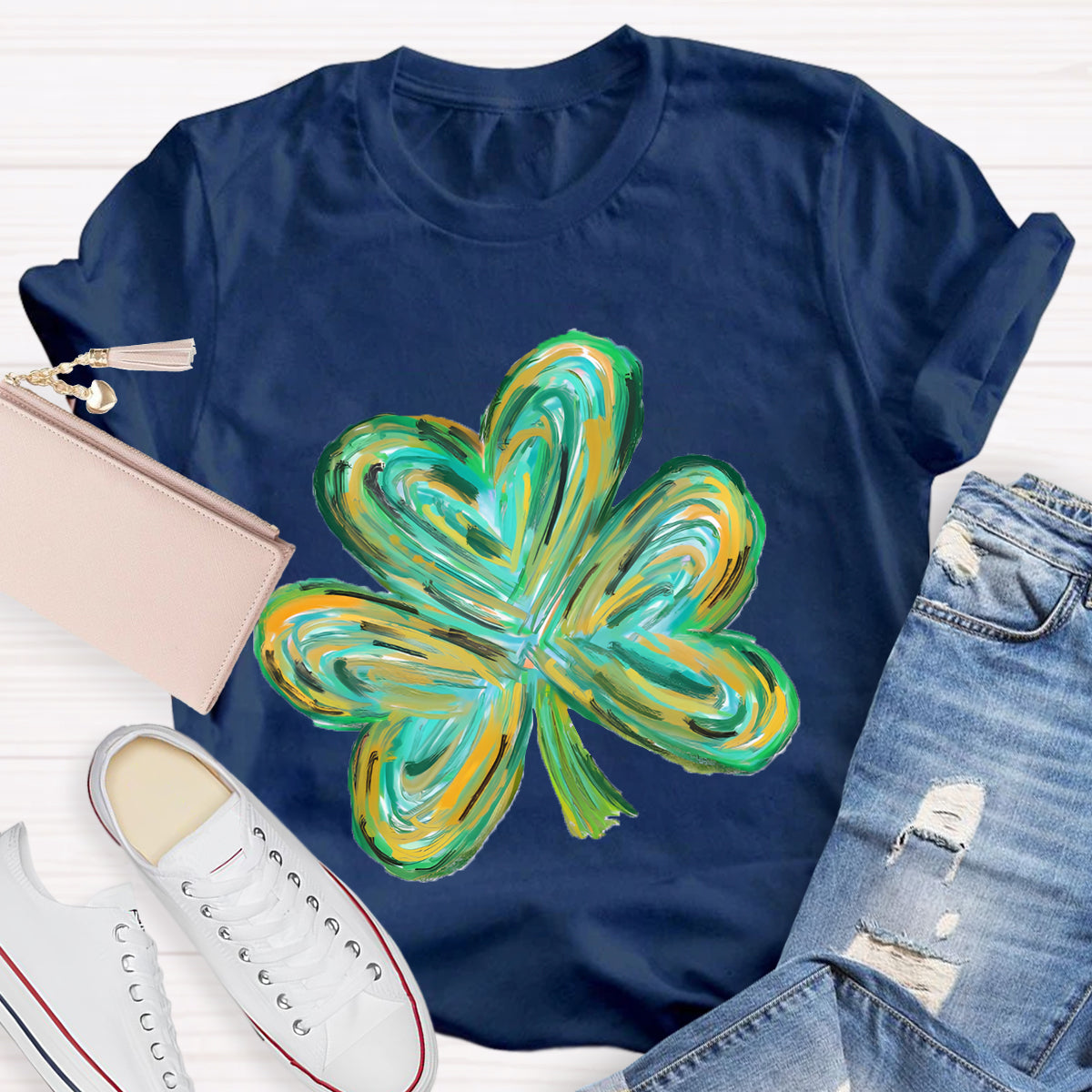 Colorful Clover St Patrick's Day Teacher T-Shirt
