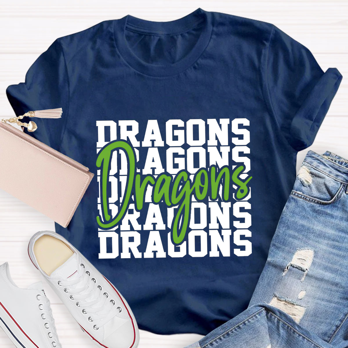 Personalized Mascot Game Day Dragons Teacher T-Shirt